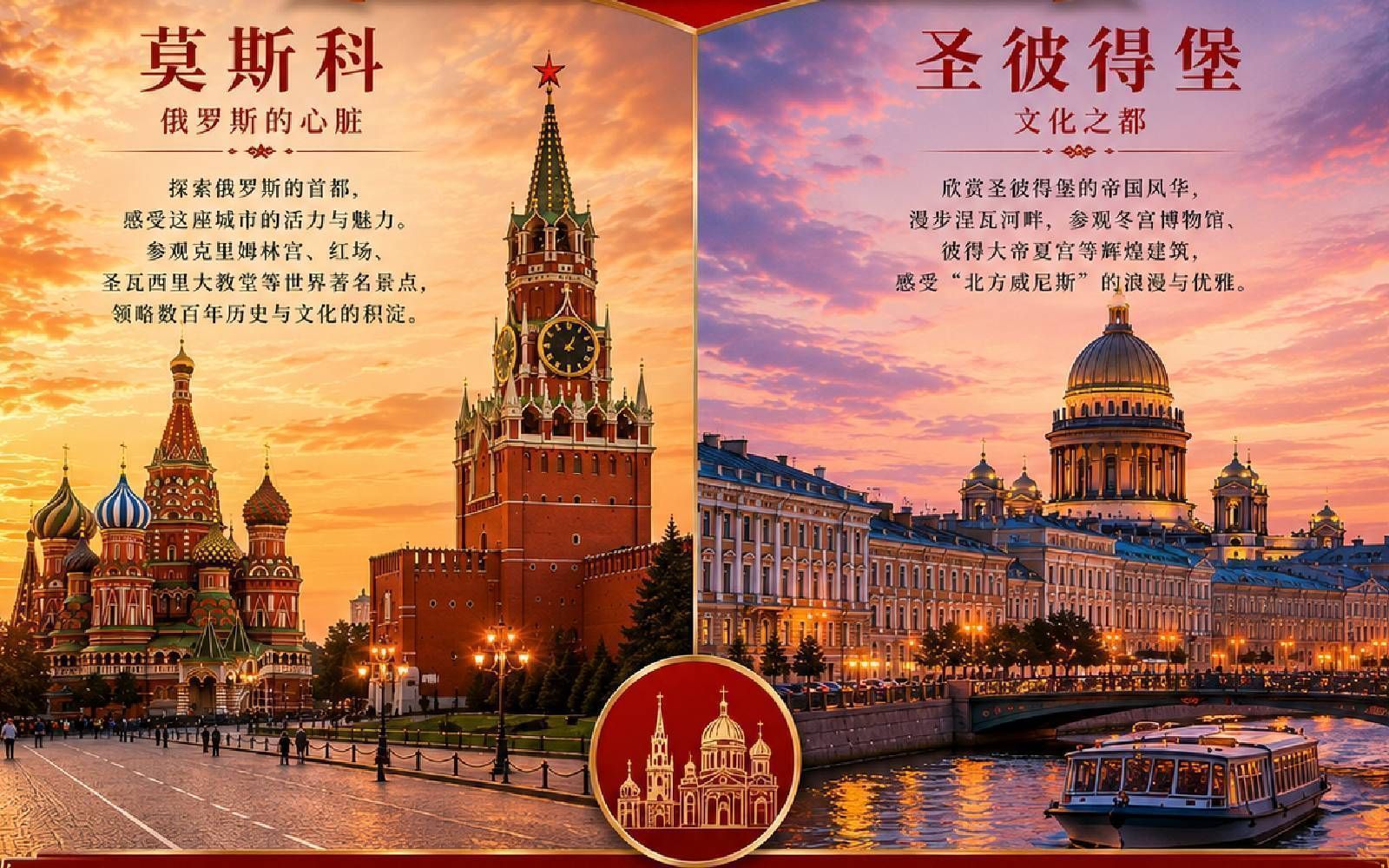 俄罗斯经典之旅｜莫斯科 + 圣彼得堡7日游