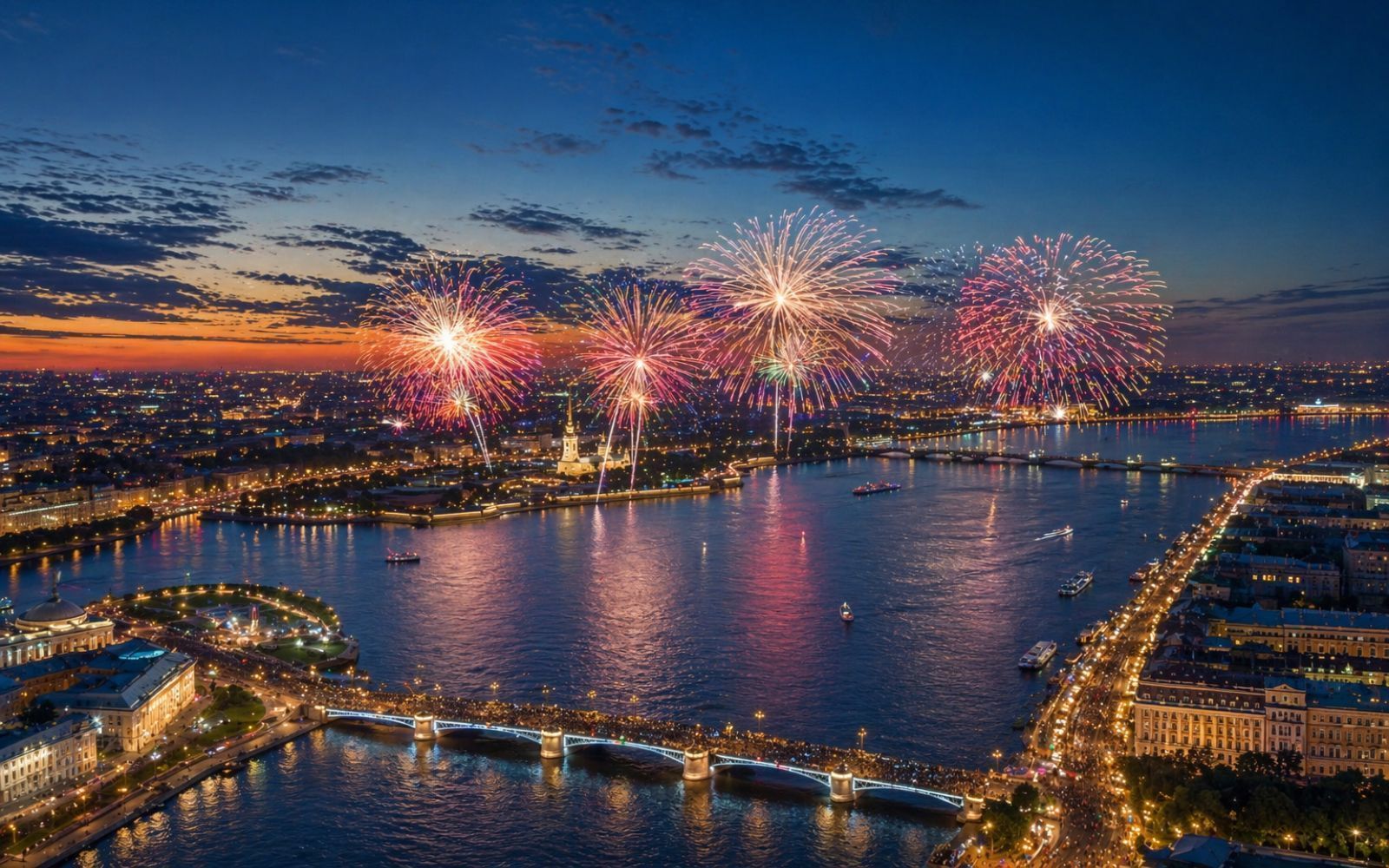 5月9日在彼得堡——游船烟花与巴士游览